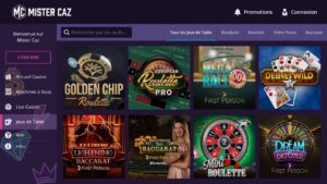 mister caz jeux baccarat